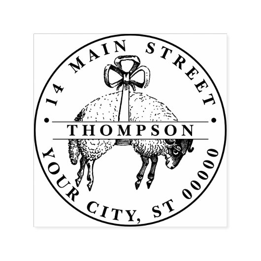 Heraldisch vlies ram schaap wapen Naam Adres Zelfinktende Stempel (Design)