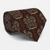Heraldisch Wapen Luxe Zijde Jacquard Patroon Stropdas (Opgerold)