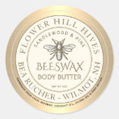 Heraldische Bee Body Butter Label Gold Border Ivoo (Voorkant)