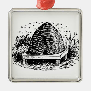 Heraldische  bijen en bijenkorven #1 metalen ornament