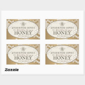 Heraldische bijen ivoor ovaal honing label gouden  (Vel)