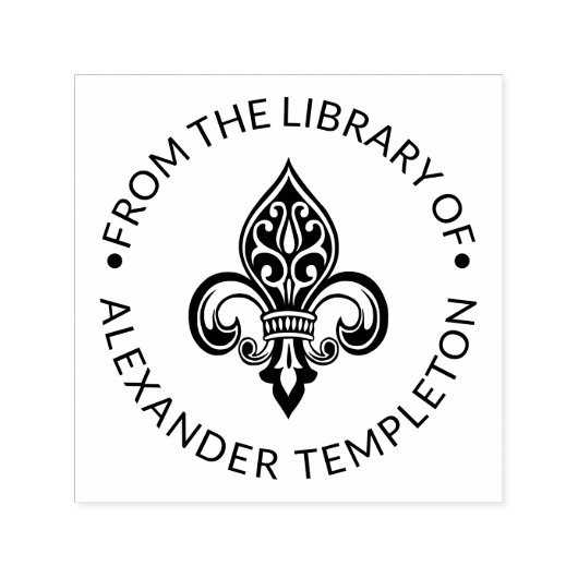 Heraldische Fleur de Lis #26 Bibliotheek Boek Naam Zelfinktende Stempel (Design)