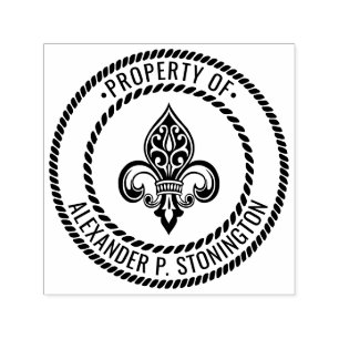 Heraldische Fleur de Lis #26B Eigendom van Touwfra Zelfinktende Stempel