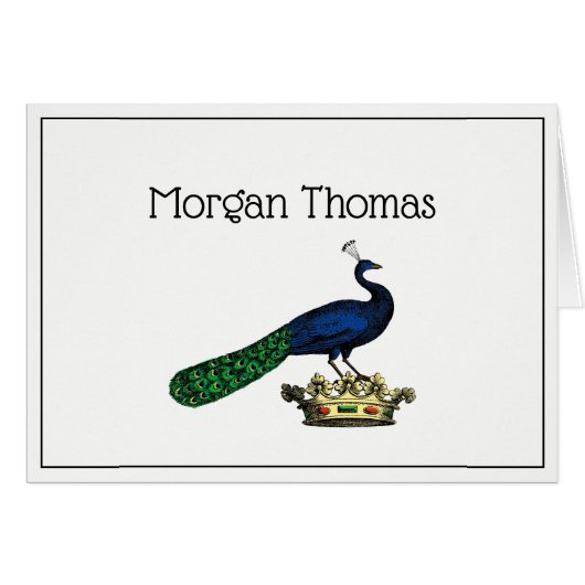 Heraldische gestileerde pacock op kroon C (Voorkant Horizontaal)