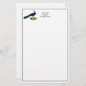 Heraldische gestileerde pacock op kroon C Briefpapier (Voorkant / Achterkant)