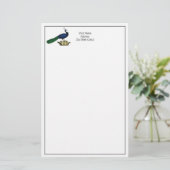 Heraldische gestileerde pacock op kroon C Briefpapier (Staand voorkant)