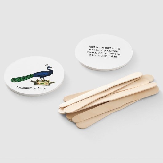 Heraldische  gestileerde pacock op kroon C Handwaaier (Niet-gemonteerd)