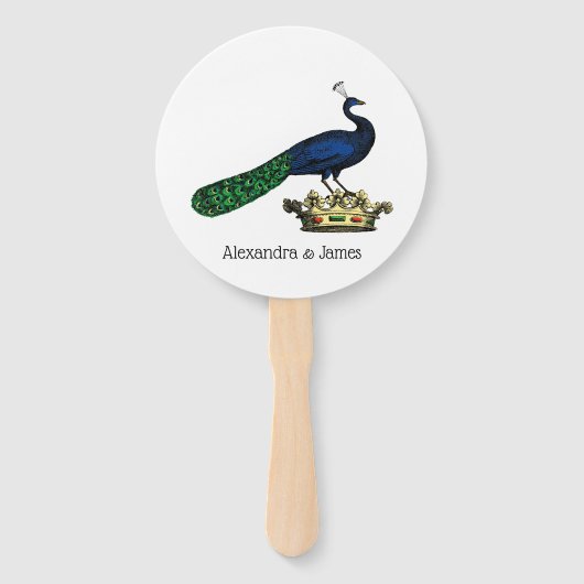 Heraldische  gestileerde pacock op kroon C Handwaaier (Voorkant)
