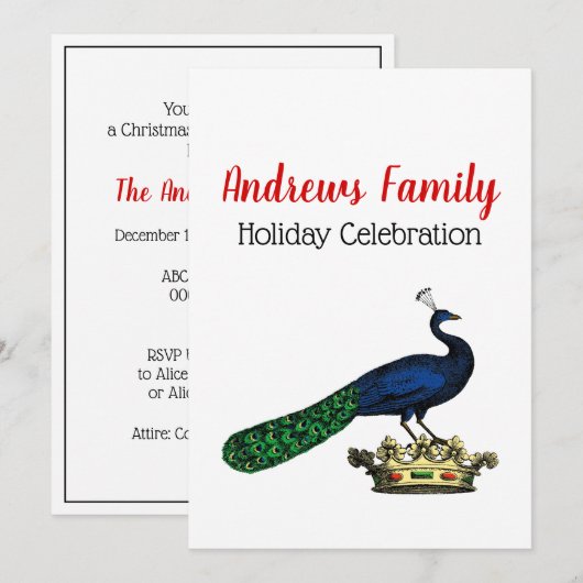 Heraldische  gestileerde pacock op kroon C Kaart (Voorkant / Achterkant)