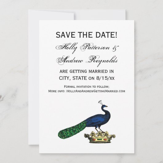 Heraldische  gestileerde pacock op kroon C Kaart (Voorkant)