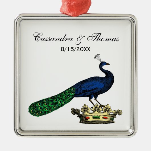 Heraldische  gestileerde pacock op kroon C Metalen Ornament (Voorkant)