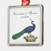 Heraldische  gestileerde pacock op kroon C Metalen Ornament (Links)