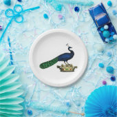 Heraldische gestileerde pacock op kroon C Papieren Bordje (Feest)