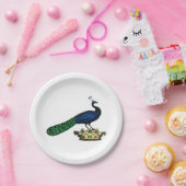 Heraldische gestileerde pacock op kroon C Papieren Bordje (Feest)