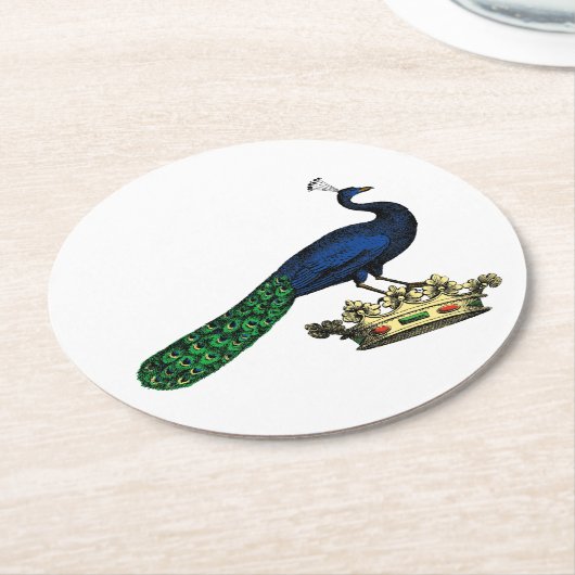 Heraldische  gestileerde pacock op kroon C Ronde Kartonnen Onderzetter (Gebogen)