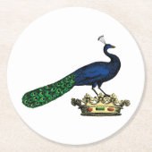 Heraldische  gestileerde pacock op kroon C Ronde Kartonnen Onderzetter (Voorkant)