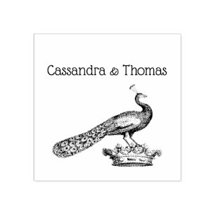 Heraldische gestileerde pacock op kroon C Rubberstempel