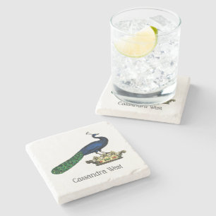 Heraldische  gestileerde pacock op kroon C Stenen Onderzetter