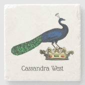 Heraldische  gestileerde pacock op kroon C Stenen Onderzetter (Voorkant)