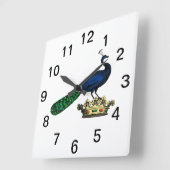 Heraldische  gestileerde pacock op kroon C Vierkante Klok (Hoek)