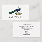 Heraldische gestileerde pacock op kroon C Visitekaartje (Voorkant / Achterkant)