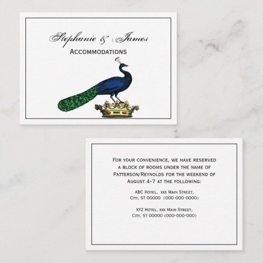 Heraldische gestileerde pacock op kroon C Visitekaartje (Voorkant / Achterkant)