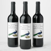 Heraldische  gestileerde pacock op kroon C Wijn Etiket (Flessen)