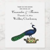 Heraldische  gestileerde pacock op kroon C Wijn Etiket (Enkel label)