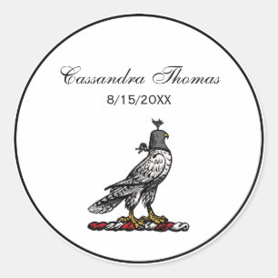 Heraldische Jachtvalk met helmvalkkap C Ronde Sticker