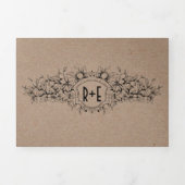  heraldische kam op kraftpapier bruiloft drieluik uitnodiging (Cover)