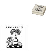 Heraldische kameel palmboom kleur naam rubberstempel (Gestempeld)