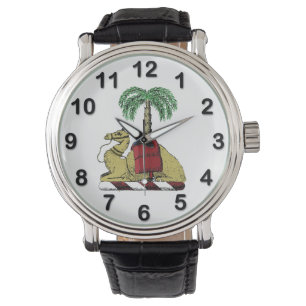 Heraldische Kameel Palmboom Kleur Wapenkaart Horloge