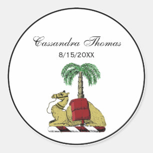 Heraldische Kameel Palmboom Kleur Wapenkaart Ronde Sticker