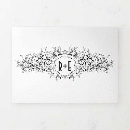  heraldische krest met initialen bruiloft drieluik uitnodiging (Cover)