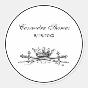 Heraldische Kroon Gekruiste Zwaarden Sabels Emblee Ronde Sticker