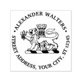 Heraldische Leeuw Fleur de Lis Kasteel Ronde Adres Zelfinktende Stempel (Design)