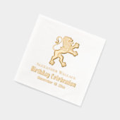 Heraldische Leeuw Staande Verjaardagsfeest Naam Da Folie Servetten (Links)