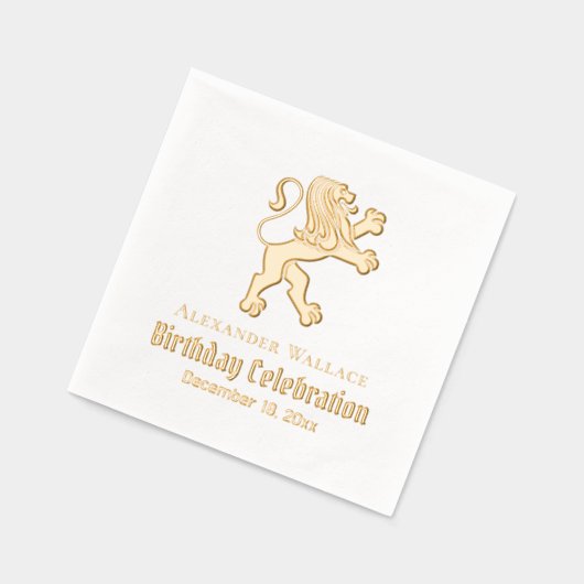 Heraldische Leeuw Staande Verjaardagsfeest Naam Da Folie Servetten (Links)