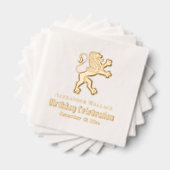 Heraldische Leeuw Staande Verjaardagsfeest Naam Da Folie Servetten (Insitu (Gestapeld))