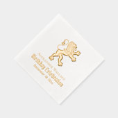 Heraldische Leeuw Staande Verjaardagsfeest Naam Da Folie Servetten (Rechts)