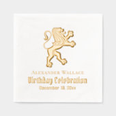 Heraldische Leeuw Staande Verjaardagsfeest Naam Da Folie Servetten (Voorkant)