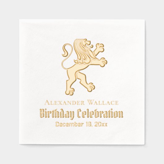 Heraldische Leeuw Staande Verjaardagsfeest Naam Da Folie Servetten (Voorkant)