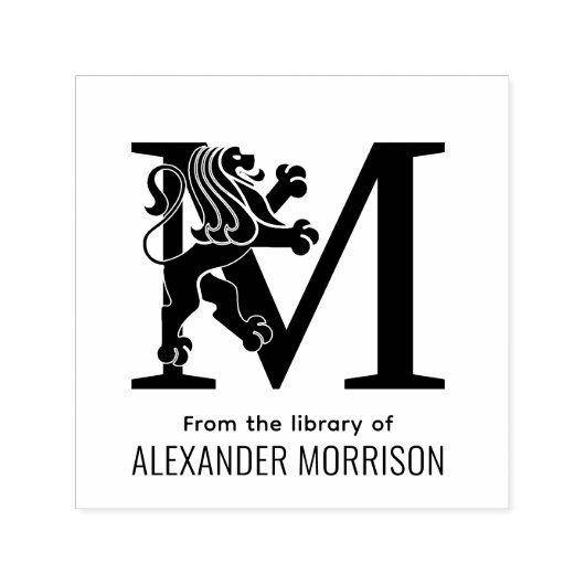 Heraldische Leeuw Stg Boven Enkele Initiële Naam B Zelfinktende Stempel (Design)