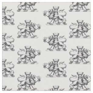 Heraldische Leeuw Toren Fleur de Lis Kam Embleem Stof