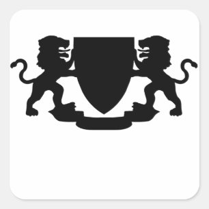 Heraldische leeuwen en schild vierkante sticker