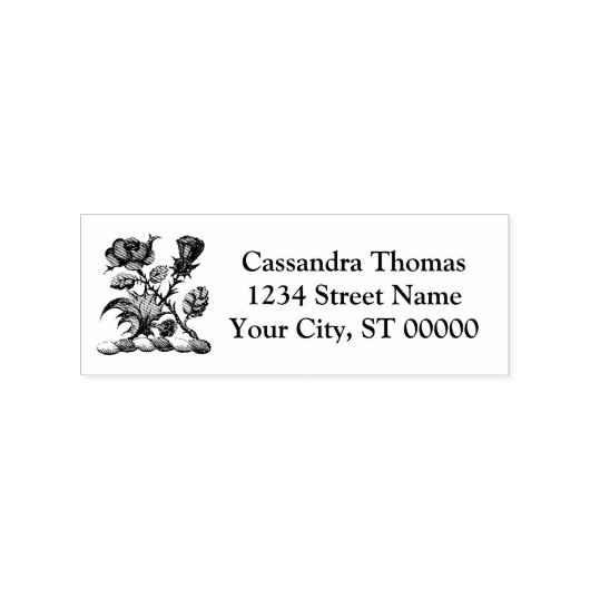 Heraldische Roos & Distel Crest Naam Retouradres Rubberstempel (Afrduk)