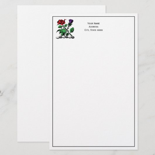 Heraldische Roos en dikke laag wapenstilstand Briefpapier (Voorkant / Achterkant)