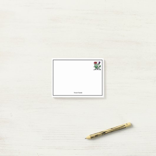 Heraldische Roos en dikke laag wapenstilstand Post-it® Notes (Op bureau)