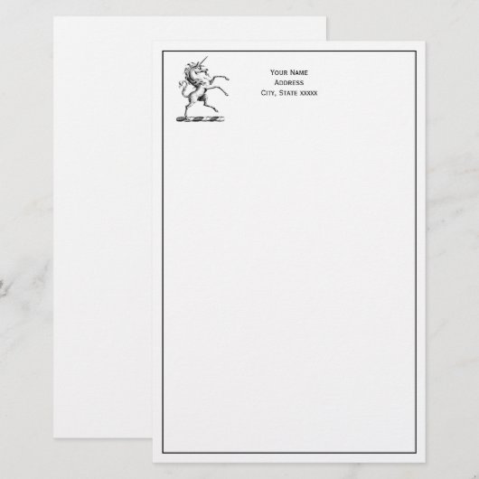 Heraldische Unicorn-kweekmunt van het wapenembleem Briefpapier (Voorkant / Achterkant)