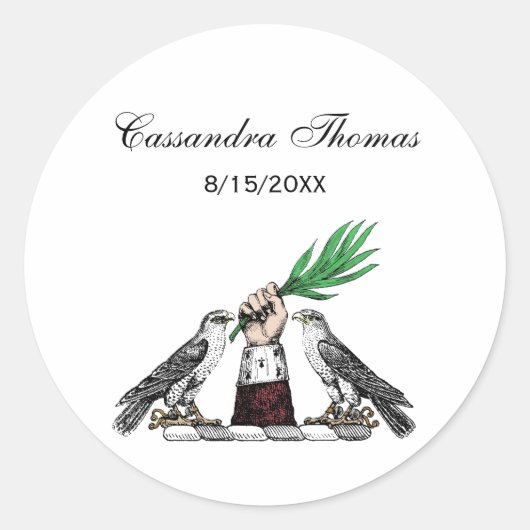  heraldische valken met handbediende kam ronde sticker (Voorkant)